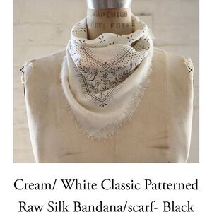 Elegant Cream and White Silk Bandana